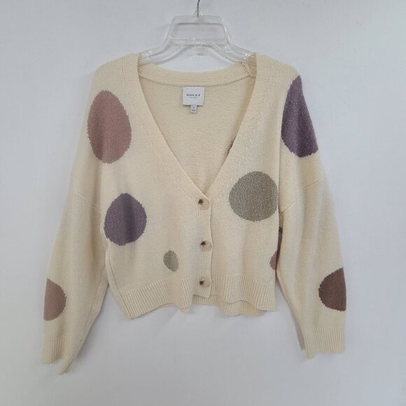 Gilli Women's Long Sleeve Button Up Cardigan Sweater Cream Size S - Picture 1 of 7